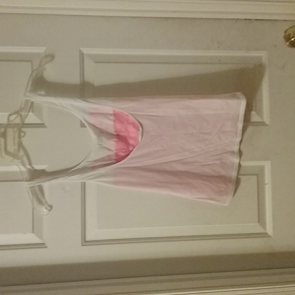 Pink Victoria secret neon pink & white tank top - Picture 2 of 6